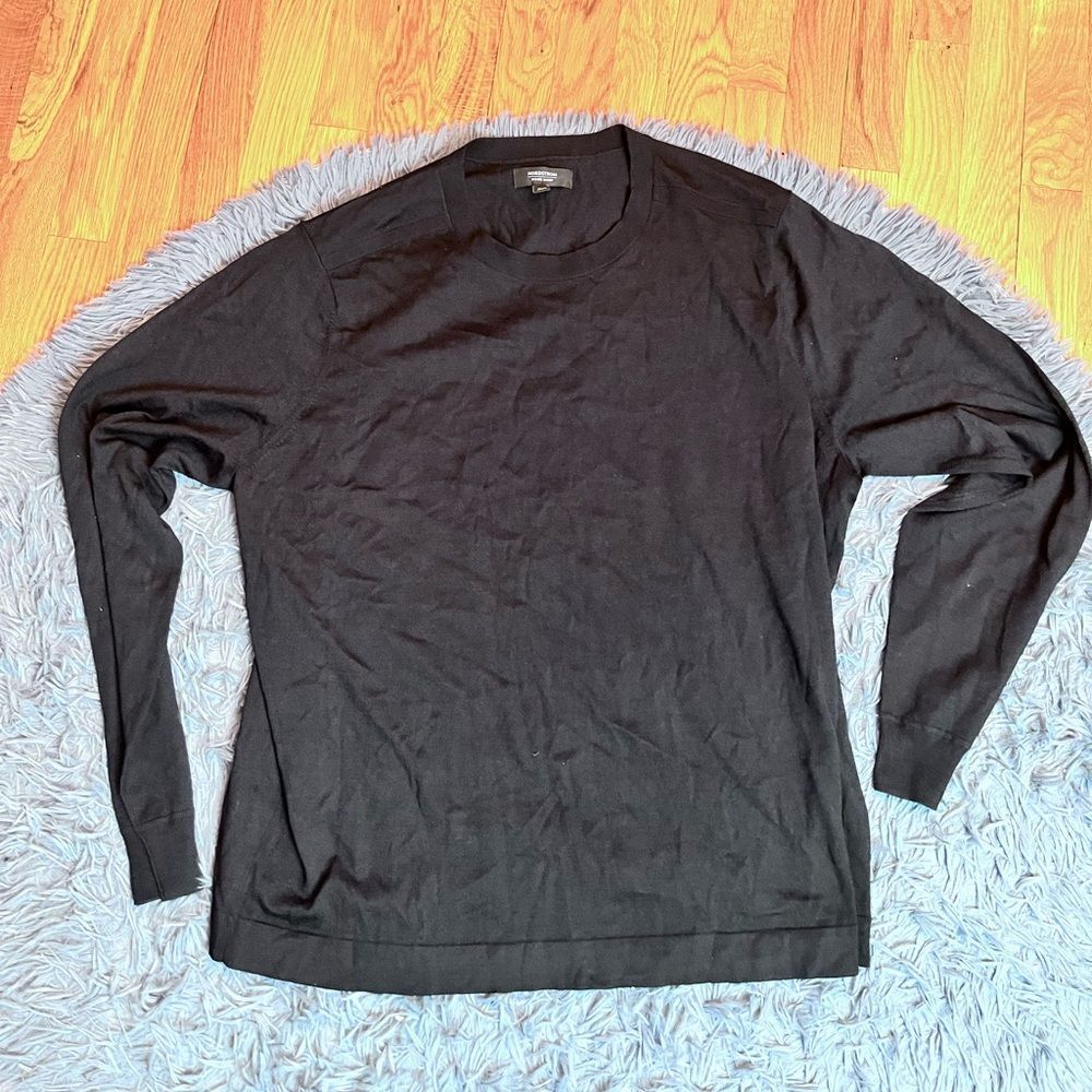 Nordstrom Men's Black Long Sleeve Merino Wool Shirt Size 2XL